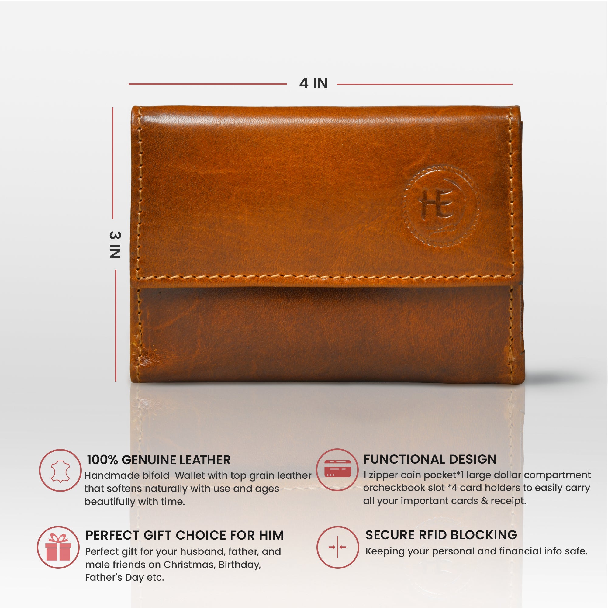 Heritage Buffalo Leather Bifold Wallet - Brown Colour